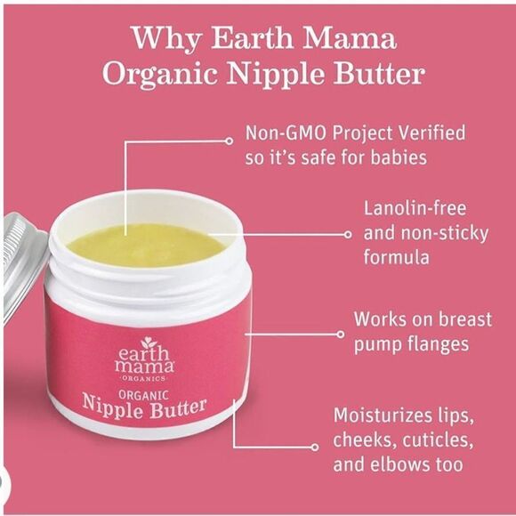 NEW Organic Nipple Butter Breastfeeding Cream by Earth Mama In BOX Safe Feeding - Picture 6 of 6